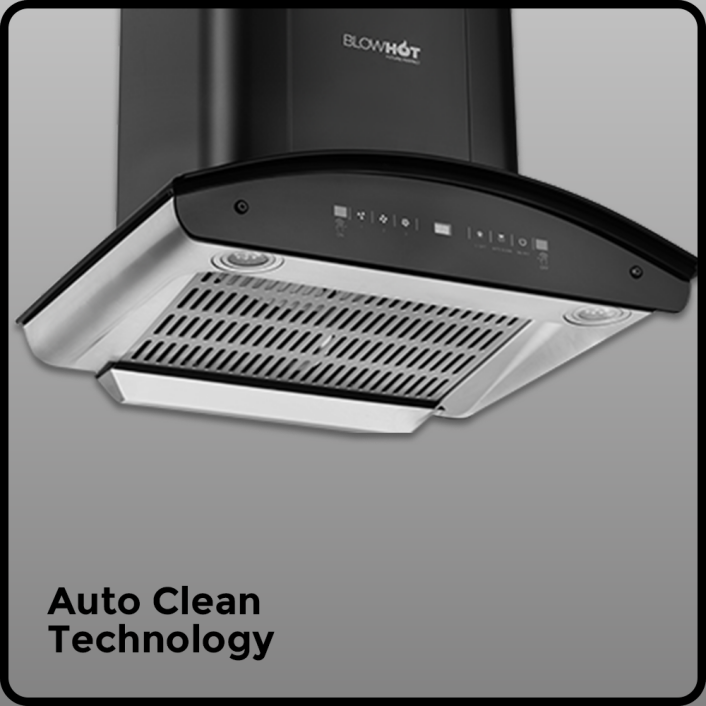 Auto Clean Technology:The auto clean function enables the chimney to get rid of the greasy residue just with a single touch.  The filters are also easy to clean & maintain.
