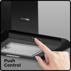Push Control:Enhance the look of your kitchen with the charming design of Blowhot Chimney! It comes with trendy touch control that will give an easy access to all the features of your chimney so you can clean it without any hassle.
